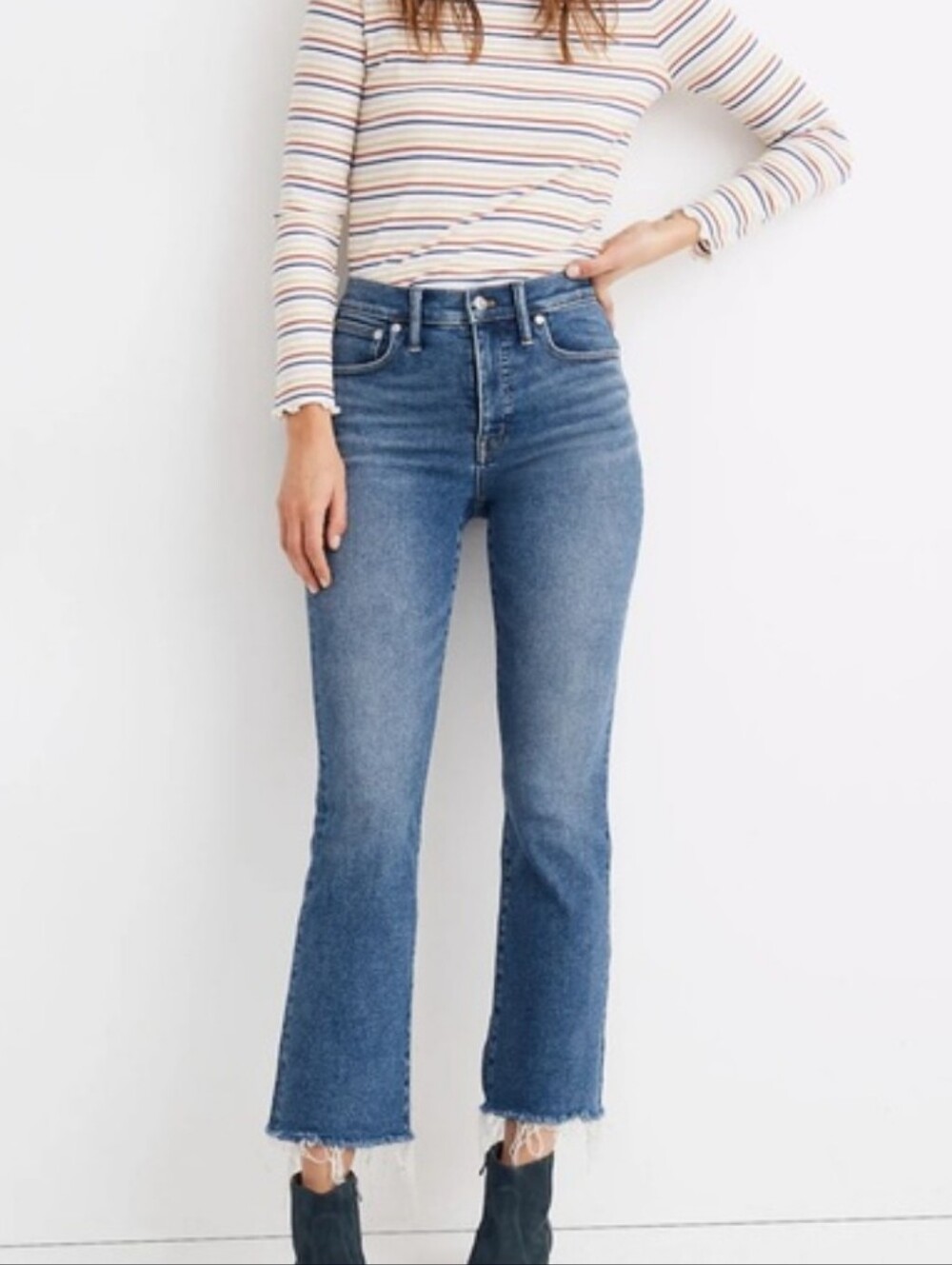 Madewell Cali Demi-Boot Jeans Frayed Bottom 23